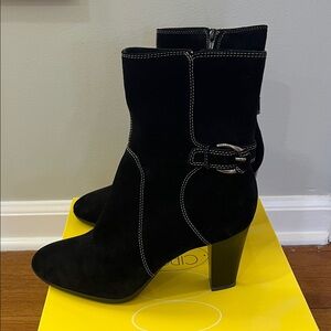 New in the Box Joan & David Black Heeled Boots in Suede